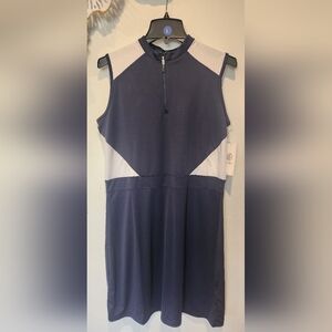 Navy and White Sleeveless Dress